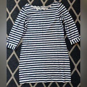 Lilly Pulitzer Marlowe Blue/White Striped Long Sleeve T-Shirt Dress L